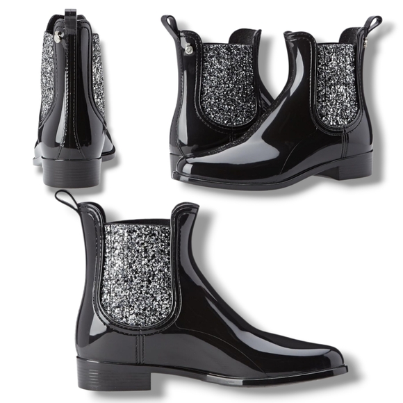 Lemon Jelly Shoes - Like New 🩶🖤 Lemon Jelly Sardenha Wellington Black Rubber Glossy Glitter Boots